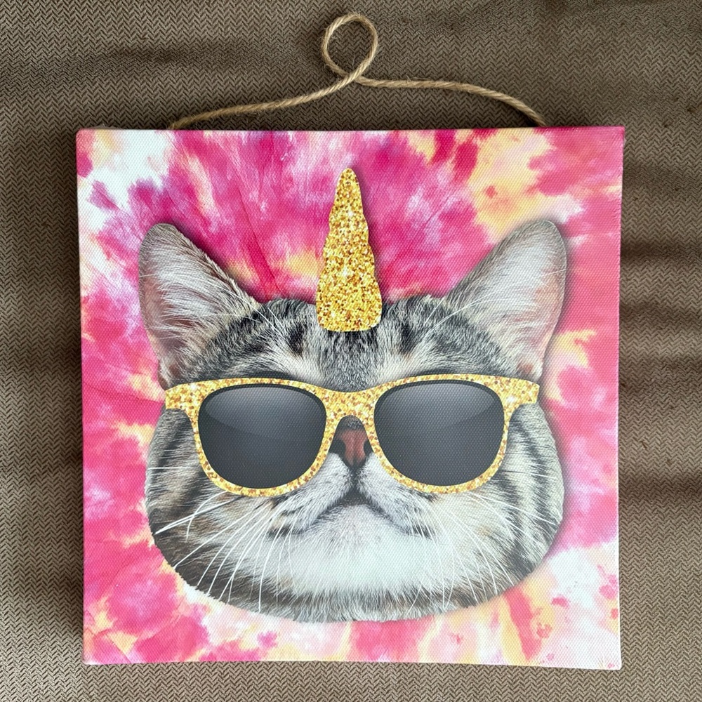 Caticorn hanging picture - 8”x8” NWT